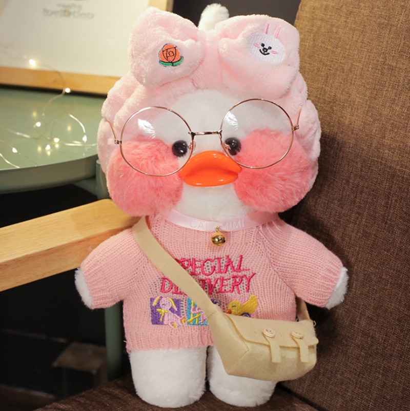 2022 Wholesale 30cm Cute LaLafanfan Duck Cafe Mimi Duck Plush Toy Stuffed Soft Kawaii Duck Doll 4 - Lalafanfan Shop