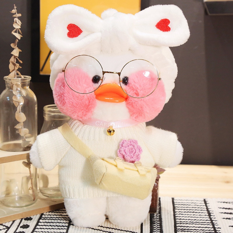 Kawaii Cartoon LaLafanfan 30cm Cafe Duck Plush Toys Stuffed Soft Lovely Duck Doll Animal Pillow Birthday - Lalafanfan Shop