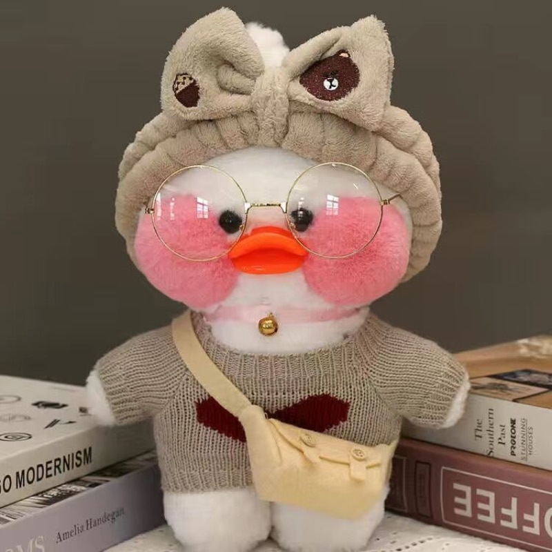 LaLafanfan Kawaii Cafe Duck Plush Toy Cute Decorative Pillows Plush Stuffed Lucky Duck Cartoon Soft Doll - Lalafanfan Shop