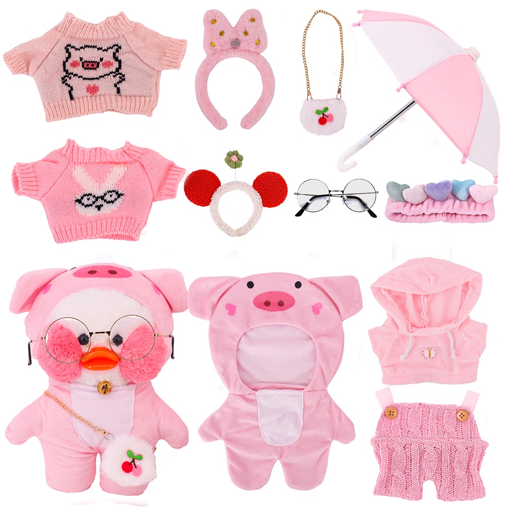 Pink Series Duck Doll Clothes Sweater Uniform Kawaii 30cm Lalafanfan Plush Doll Clothes Glasses Hat Accessories - Lalafanfan Shop